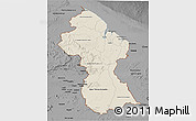 Shaded Relief 3D Map of Guyana, darken, desaturated