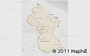 Shaded Relief 3D Map of Guyana, lighten, desaturated