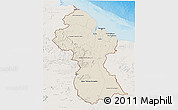 Shaded Relief 3D Map of Guyana, lighten, land only
