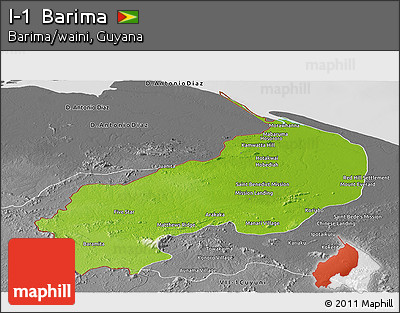 Physical Panoramic Map of I-1  Barima, desaturated