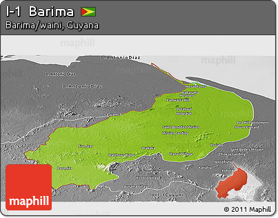 Physical Panoramic Map of I-1  Barima, desaturated