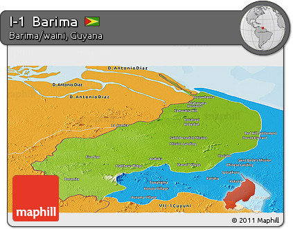 Physical Panoramic Map of I-1  Barima, political outside