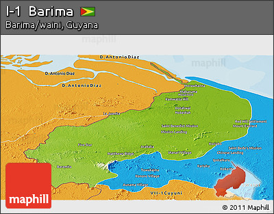 Physical Panoramic Map of I-1  Barima, political outside
