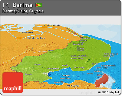 Physical Panoramic Map of I-1  Barima, political outside