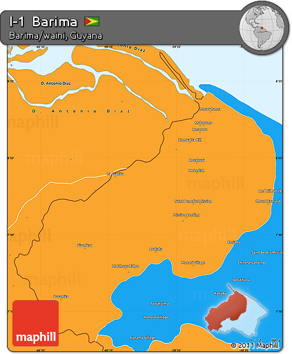 Political Simple Map of I-1  Barima