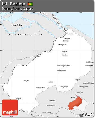 Silver Style Simple Map of I-1  Barima