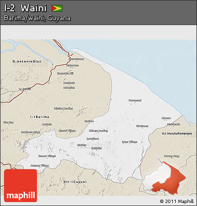 Classic Style 3D Map of I-2  Waini