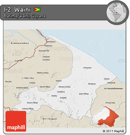 Classic Style 3D Map of I-2  Waini