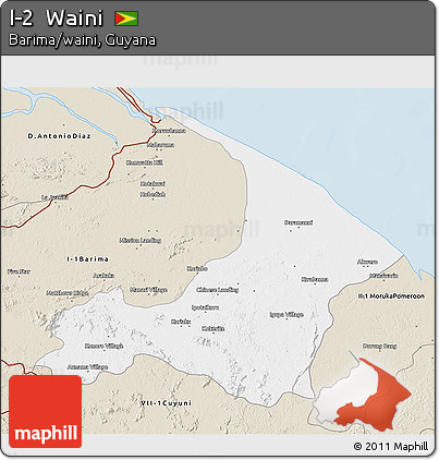 Classic Style 3D Map of I-2  Waini