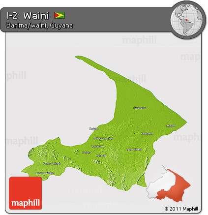 Physical 3D Map of I-2  Waini, cropped outside