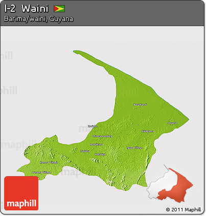 Physical 3D Map of I-2  Waini, cropped outside