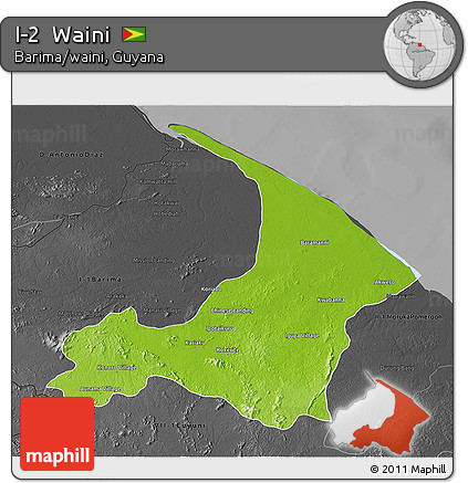 Physical 3D Map of I-2  Waini, darken, desaturated