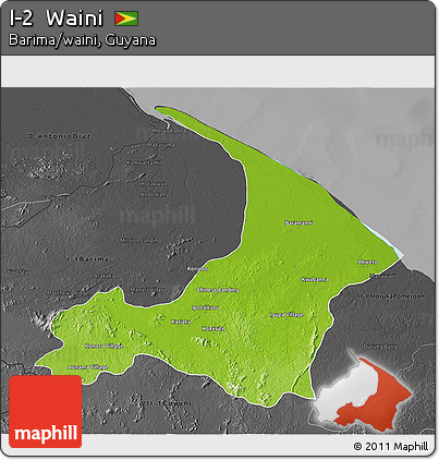 Physical 3D Map of I-2  Waini, darken, desaturated