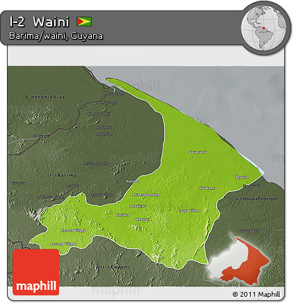 Physical 3D Map of I-2  Waini, darken, semi-desaturated