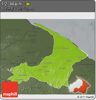 Physical 3D Map of I-2  Waini, darken, semi-desaturated