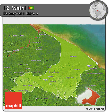 Physical 3D Map of I-2  Waini, satellite outside
