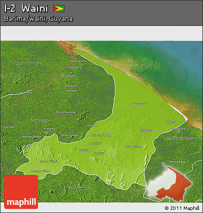 Physical 3D Map of I-2  Waini, satellite outside