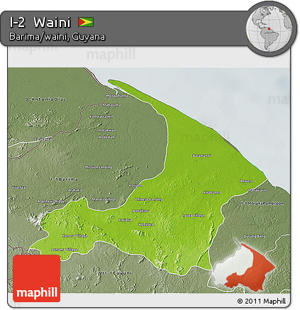 Physical 3D Map of I-2  Waini, semi-desaturated