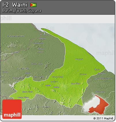 Physical 3D Map of I-2  Waini, semi-desaturated
