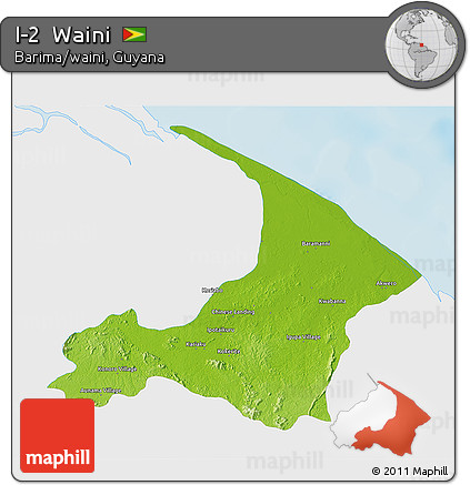 Physical 3D Map of I-2  Waini, single color outside
