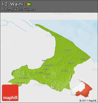 Physical 3D Map of I-2  Waini, single color outside