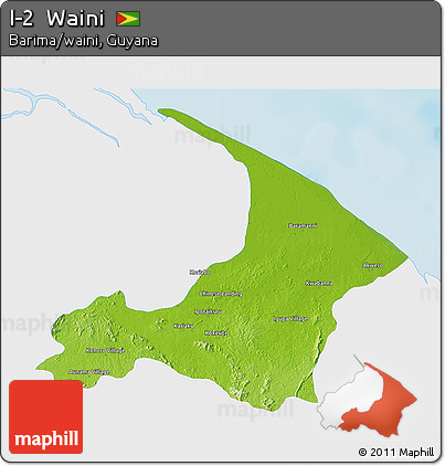 Physical 3D Map of I-2  Waini, single color outside