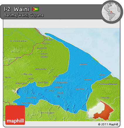 Political 3D Map of I-2  Waini, physical outside