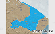 Political 3D Map of I-2  Waini, semi-desaturated