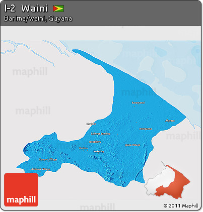 Political 3D Map of I-2  Waini, single color outside
