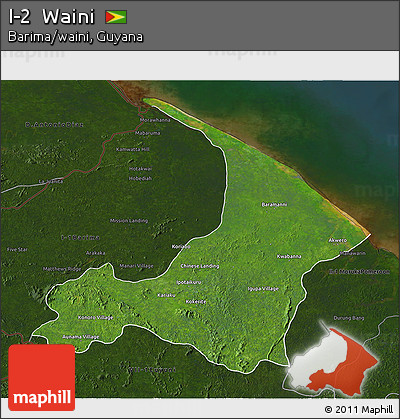 Satellite 3D Map of I-2  Waini, darken
