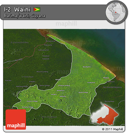Satellite 3D Map of I-2  Waini, darken