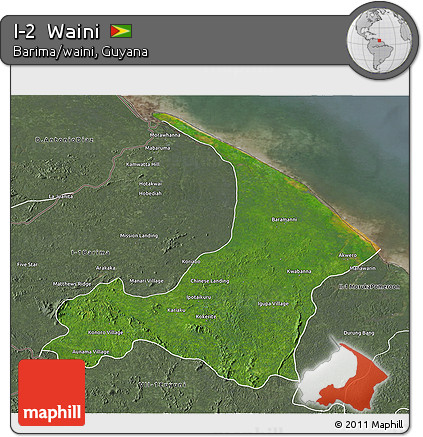 Satellite 3D Map of I-2  Waini, semi-desaturated
