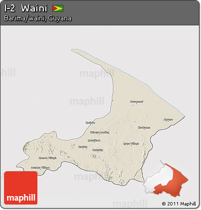 Shaded Relief 3D Map of I-2  Waini, cropped outside