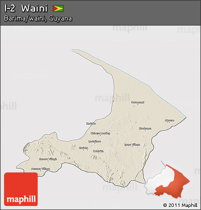 Shaded Relief 3D Map of I-2  Waini, cropped outside