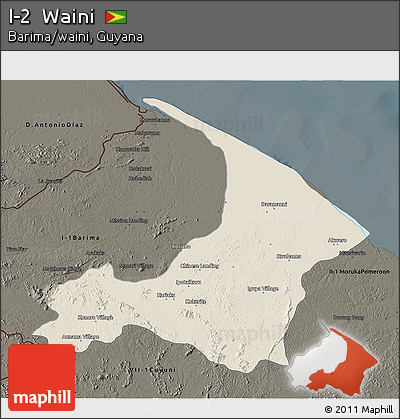 Shaded Relief 3D Map of I-2  Waini, darken