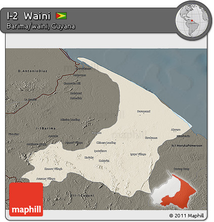Shaded Relief 3D Map of I-2  Waini, darken