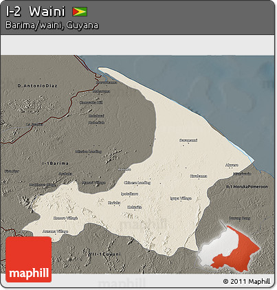 Shaded Relief 3D Map of I-2  Waini, darken