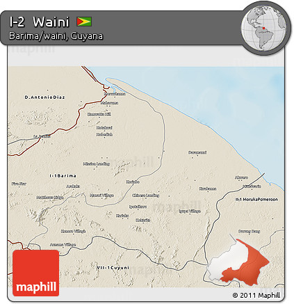 Shaded Relief 3D Map of I-2  Waini