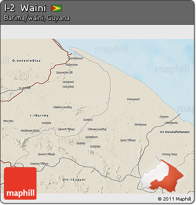 Shaded Relief 3D Map of I-2  Waini