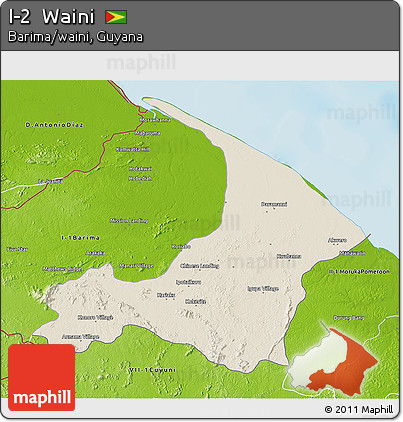 Shaded Relief 3D Map of I-2  Waini, physical outside