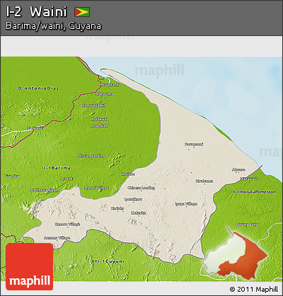 Shaded Relief 3D Map of I-2  Waini, physical outside
