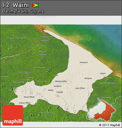 Shaded Relief 3D Map of I-2  Waini, satellite outside