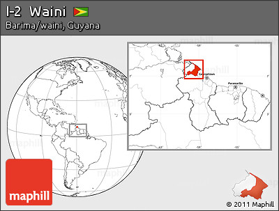 Blank Location Map of I-2  Waini, within the entire country