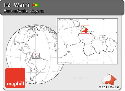 Blank Location Map of I-2  Waini, within the entire country