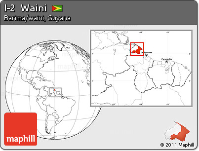 Blank Location Map of I-2  Waini, within the entire country