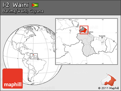 Blank Location Map of I-2  Waini, highlighted country, highlighted parent region, within the entire country
