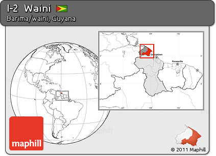 Blank Location Map of I-2  Waini, highlighted country, highlighted parent region, within the entire country
