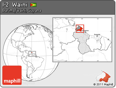 Blank Location Map of I-2  Waini, highlighted country, highlighted parent region, within the entire country