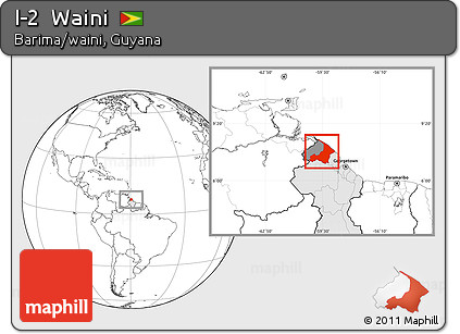 Blank Location Map of I-2  Waini, highlighted country, highlighted parent region