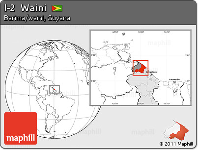 Blank Location Map of I-2  Waini, highlighted country, highlighted parent region